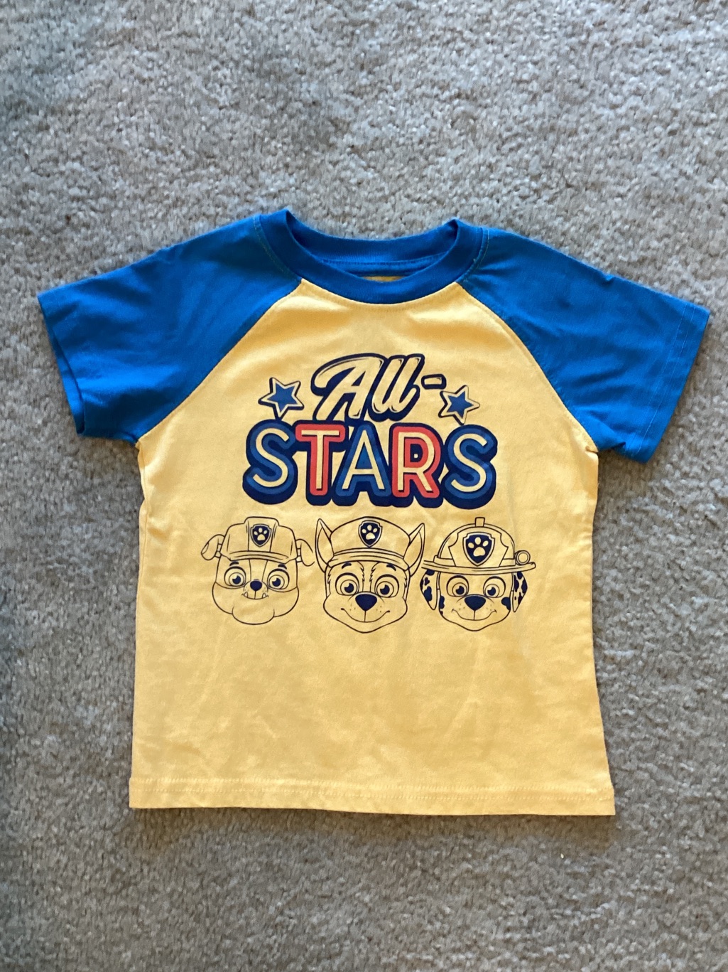 Paw Patrol Yellow & Blue "All-Stars" Raglan Tee